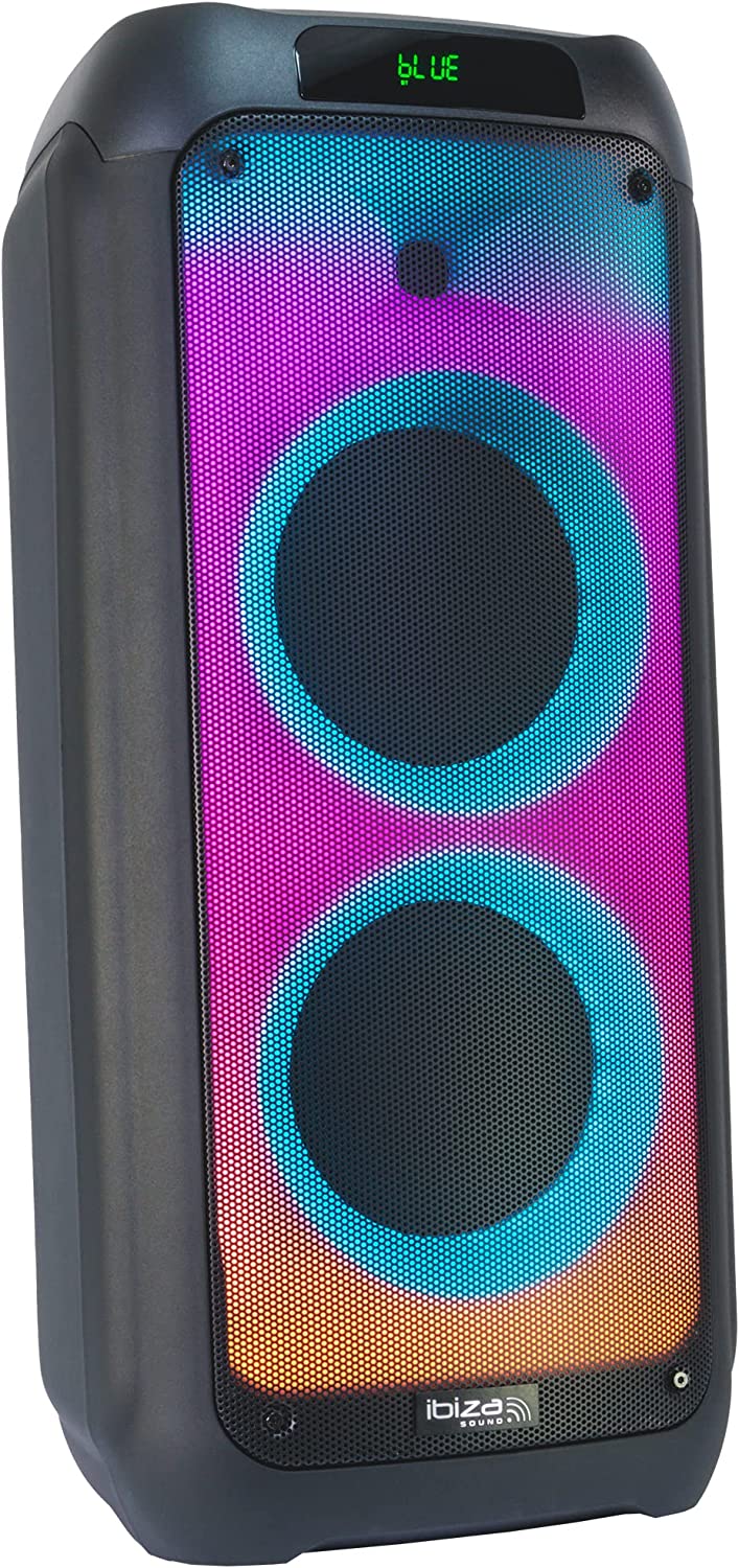 Аудио система Ibiza Sound WAVE8, 600W RMS, Bluetooth, USB-A 2.0, MicroSD, LED ефекти, DJ Караоке система, Черна