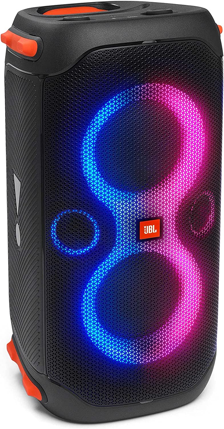 Аудио система JBL PartyBox110EU, 160W RMS, Bluetooth, USB-A 2.0, Bass Boost, IPX4, Караоке, Светлинни ефекти, Черна