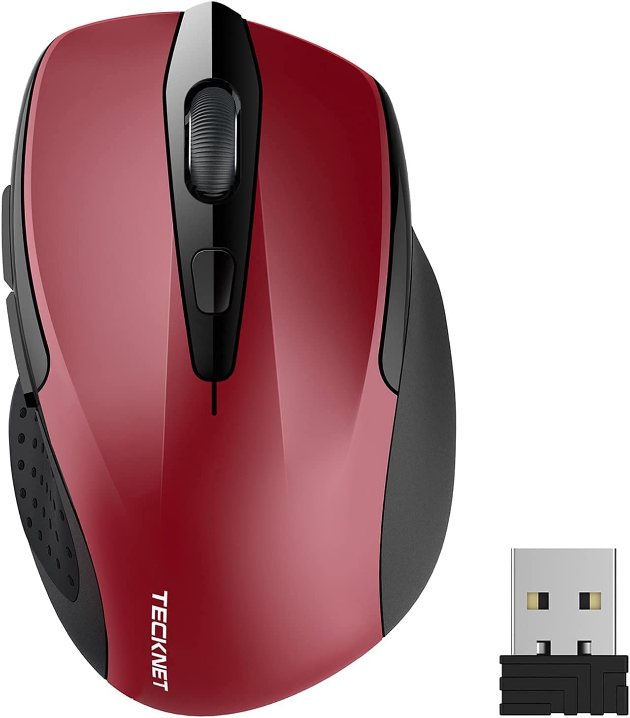 Безжична мишка TeckNet Pro Truewave, 2.4 GHz, 2600 DPI, Червена