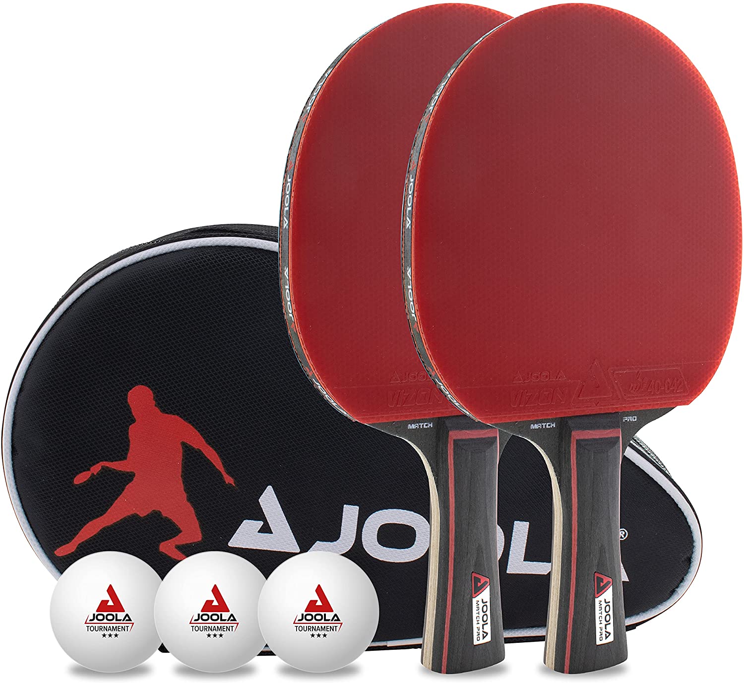 Комплект за тенис на маса JOOLA Match Pro, Включва 2 хилки, 3 топки и Калъф