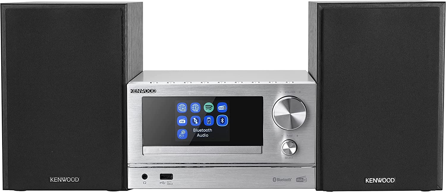 Аудио система KENWOOD M-7000S-S, 60W RMS, Bluetooth, AUX, Wi-Fi, USB-A 2.0, DAB+/FM, TFT, Дистанционно, Сребриста