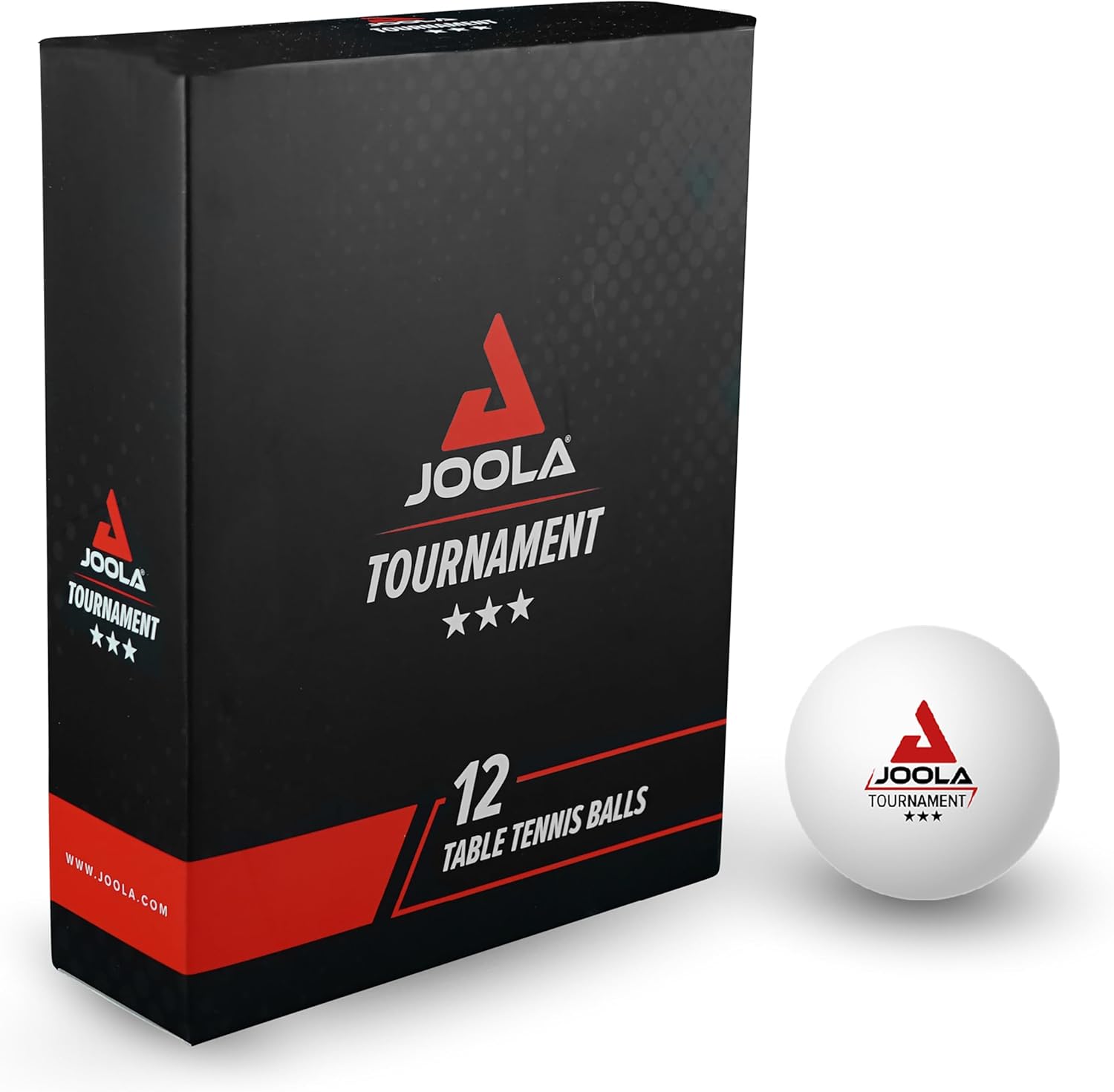Топчета за тенис на маса JOOLA Tournament 3-Star, 40+, Висококачествена ABS пластмаса, Пакет от 12 броя, Бели