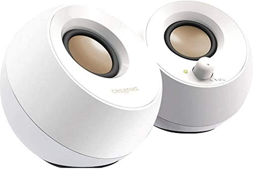 Колонки за компютър Creative Pebble, 4.4W, USB-A, AUX, бели
