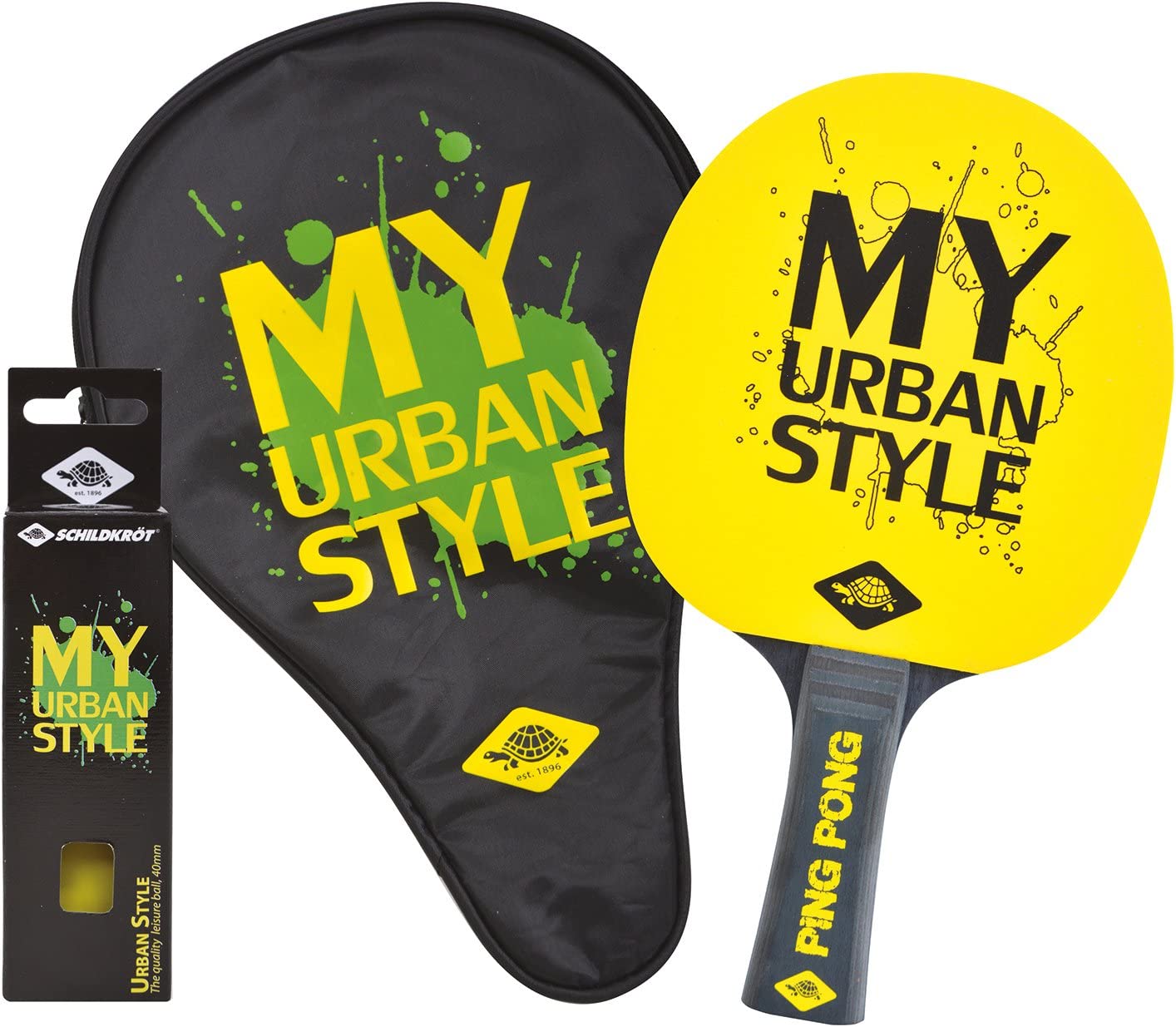 Комплект за тенис на маса Donic-Schildkröt My Urban Style, Включва хилка с гъба 1.2мм, 3 топчета и калъф за съхранение