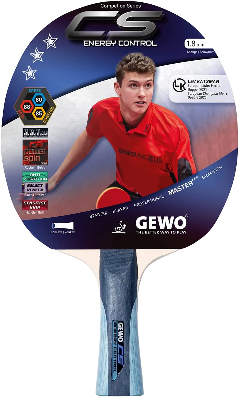 Хилка за тенис на маса GEWO CS Energy Control, 1.8мм гъба, Одобрена от ITTF