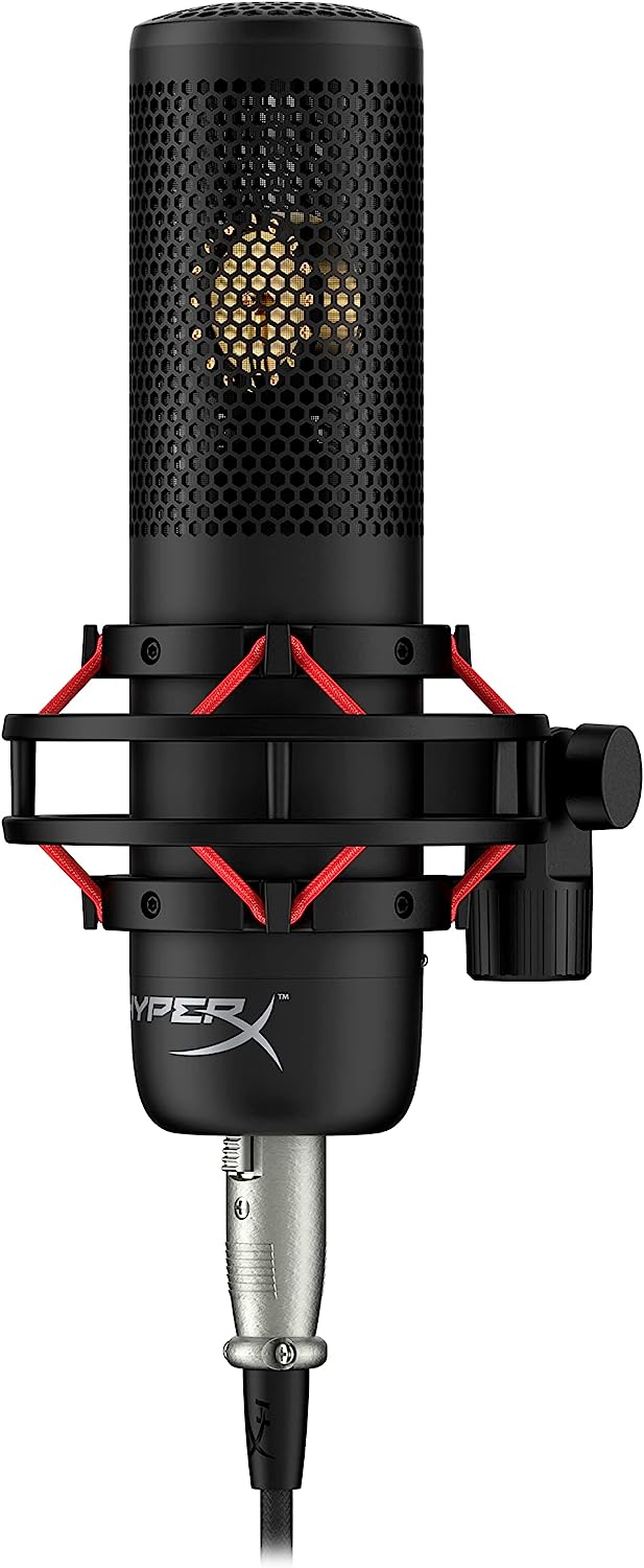 Микрофон HyperX ProCast, Кондензаторен микрофон с голяма диафрагма, XLR конектор, Черен