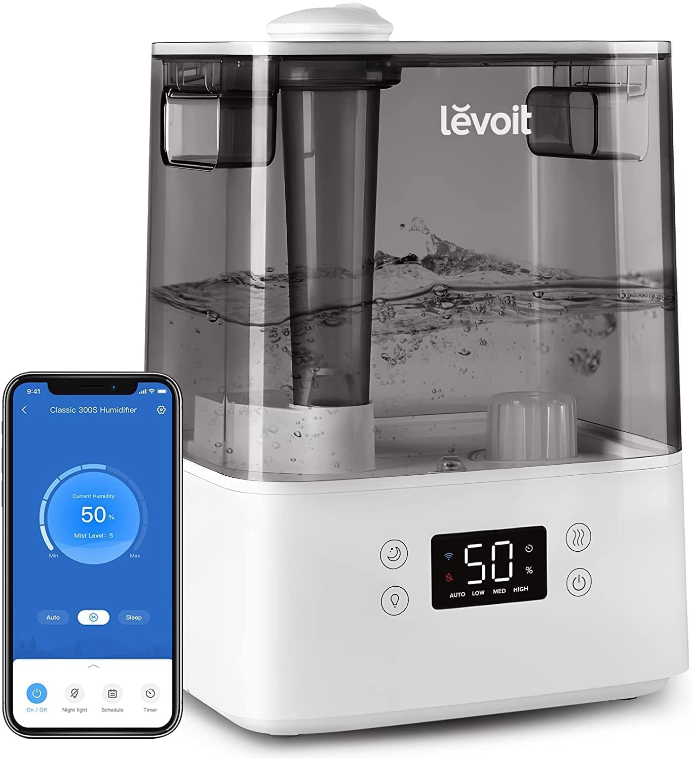 Овлажнител за въздух Levoit Classic 300S, Wi-Fi, Капацитет от 6 литра, До 47 m2, 60Hz, 26W, Бял