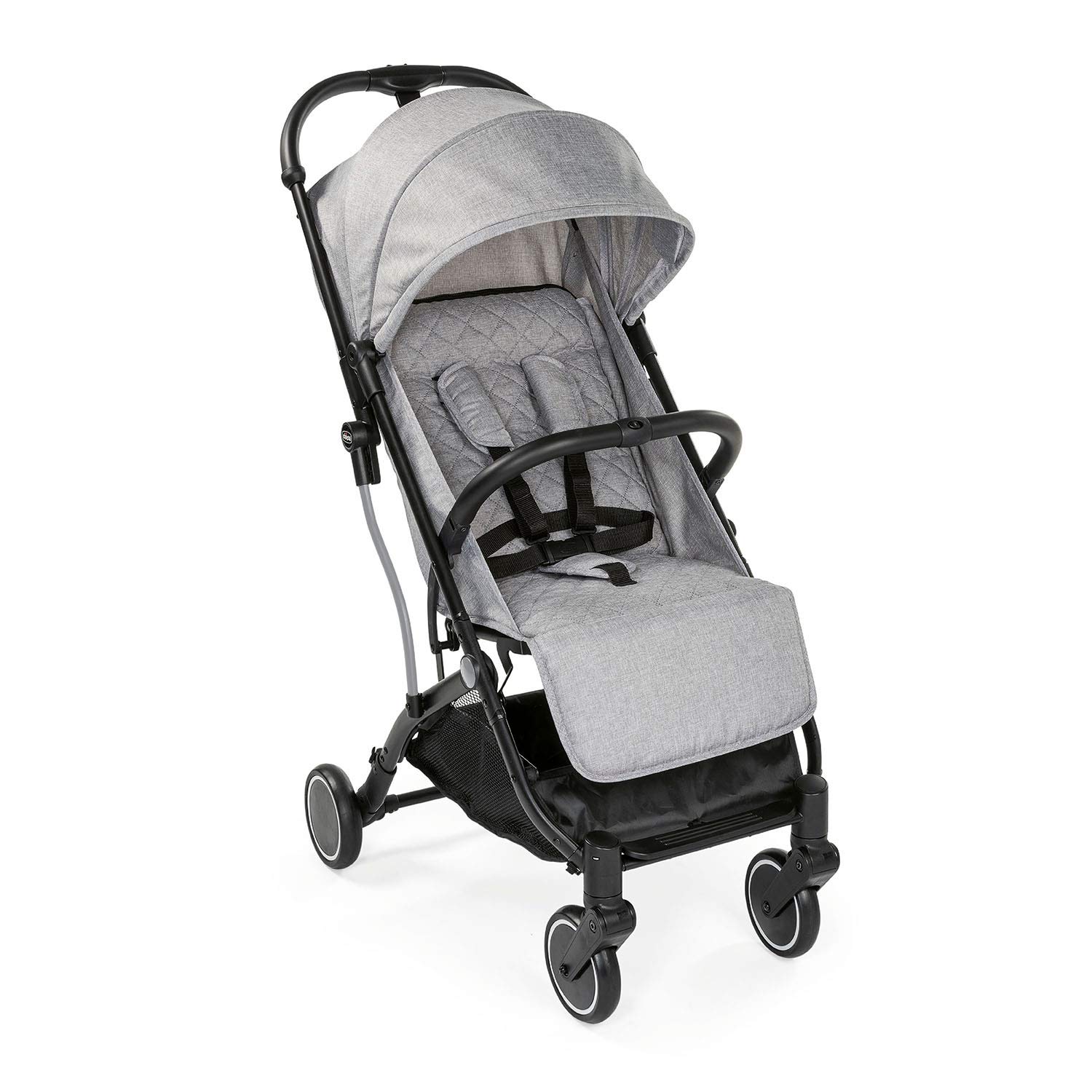 Бебешка количка Chicco Trolley Me, Товаримост до 15кг, Сгъваема, Сенник, Дъждобран, Поставка за крачета, Спирачка, Сива