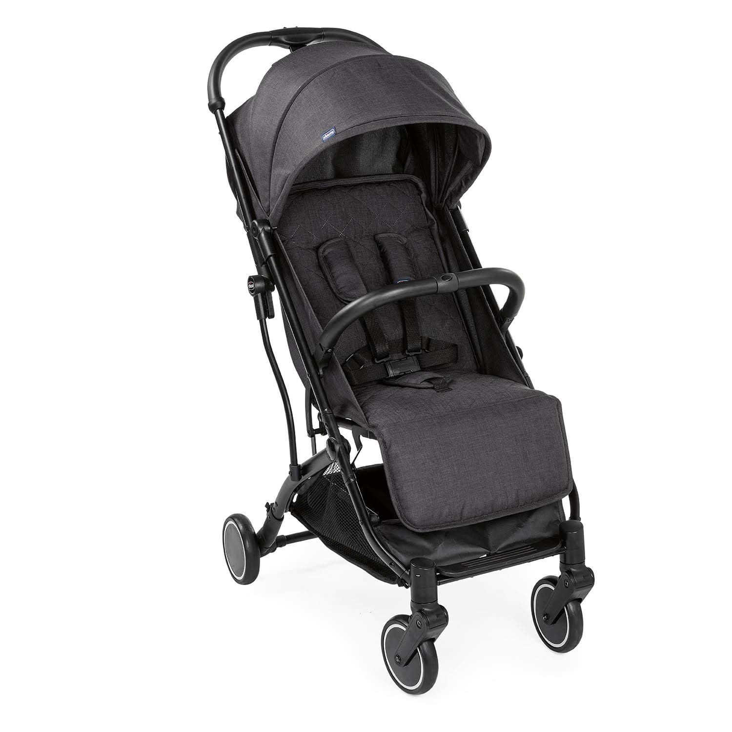 Бебешка количка Chicco Trolley Me, Товаримост до 15кг, Сгъваема, Сенник, Дъждобран, Поставка за крачета, Спирачка, Черна