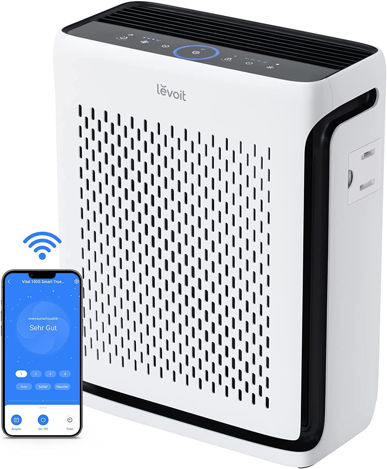 Пречиствател за въздух Levoit Vital 100S Smart, Wi-Fi, До 52 m2, H13 HEPA филтър, Бял