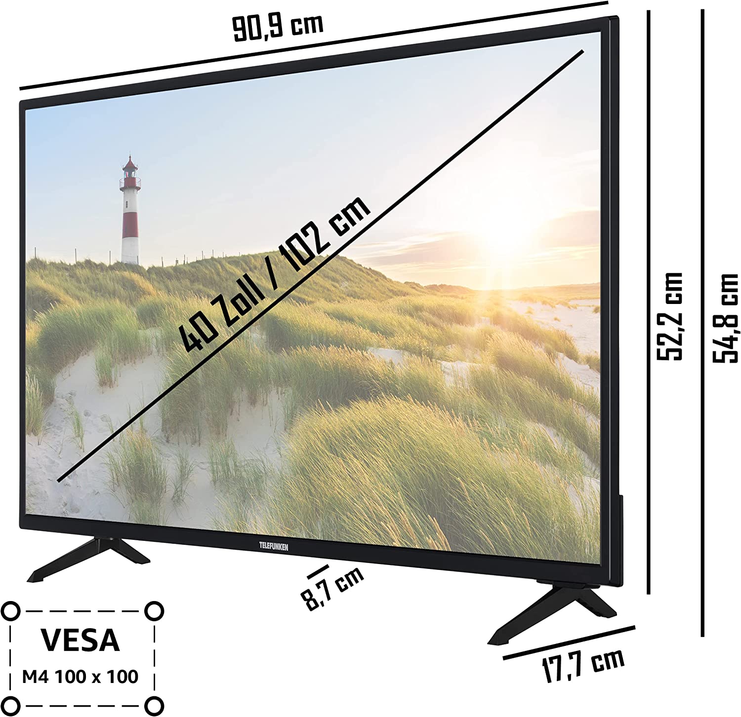 Телевизор Telefunken XF40SN550S, 40" LED, Full HD 1920x1080, 50Hz ...