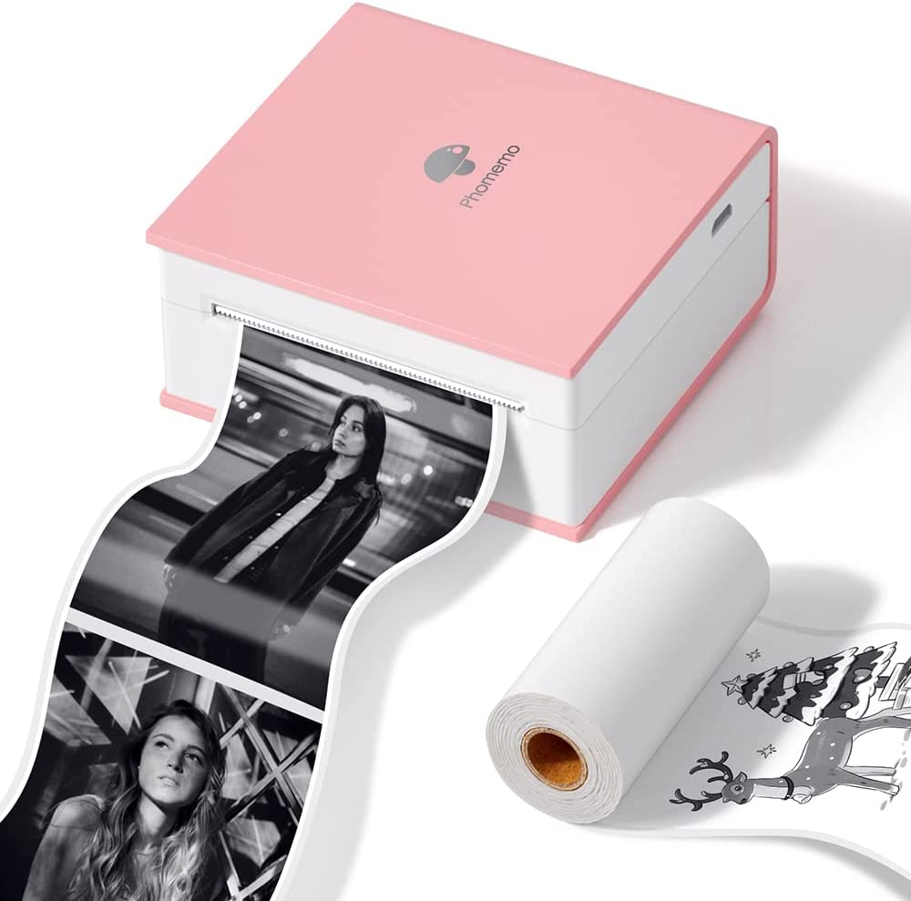 Фотопринтер Phomemo M02, Bluetooth, USB-A 2.0, Термален печат, Портативен, Цветен, 200 DPI, Розов