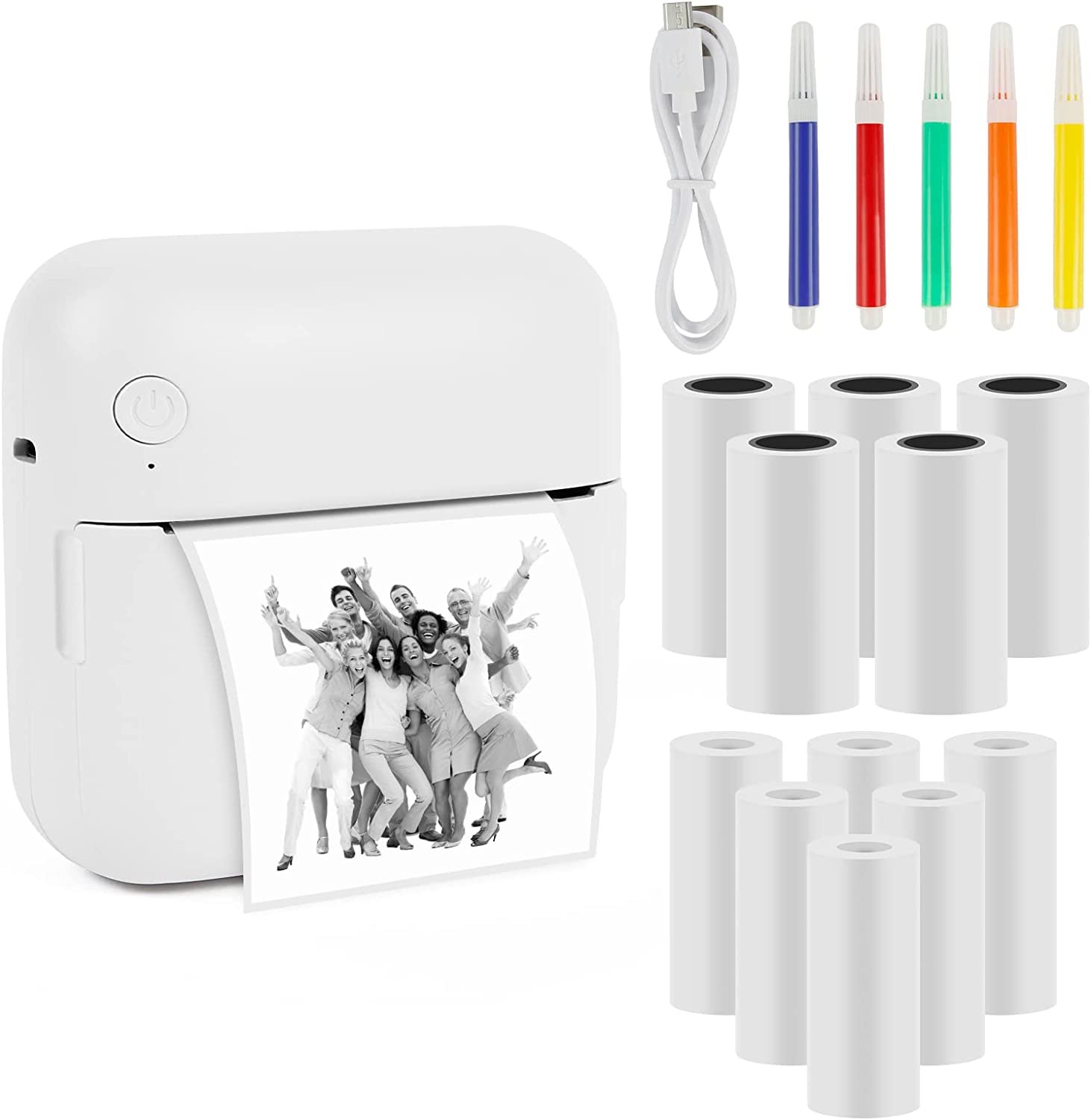 Фотопринтер Comius Sharp, Bluetooth, USB-A 2.0, Термален печат, Портативен, Монохромен, Бял