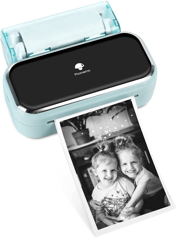 Фотопринтер Phomemo M03, Bluetooth, USB-A 2.0, Термален печат, Монохромен, Портативен, 300 DPI, Син