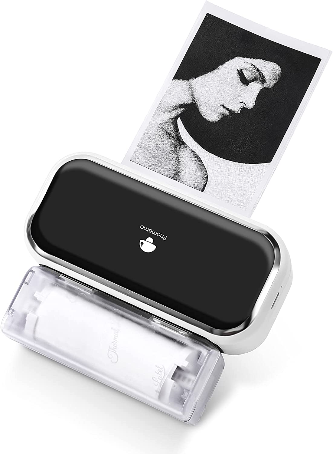 Фотопринтер Phomemo M03, Bluetooth, USB-A 2.0, Термален печат, Монохромен, Портативен, 300 DPI, Бял