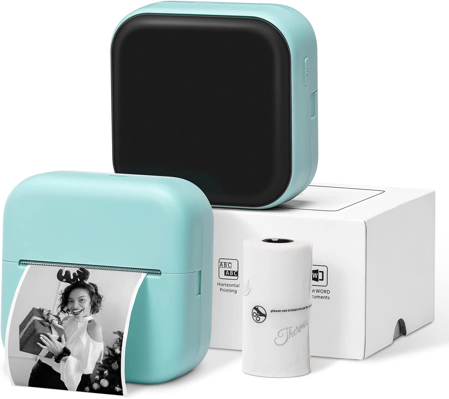 Фотопринтер Phomemo M02X, Bluetooth, Термален печат, Портативен, Монохромен, 200 DPI, Син