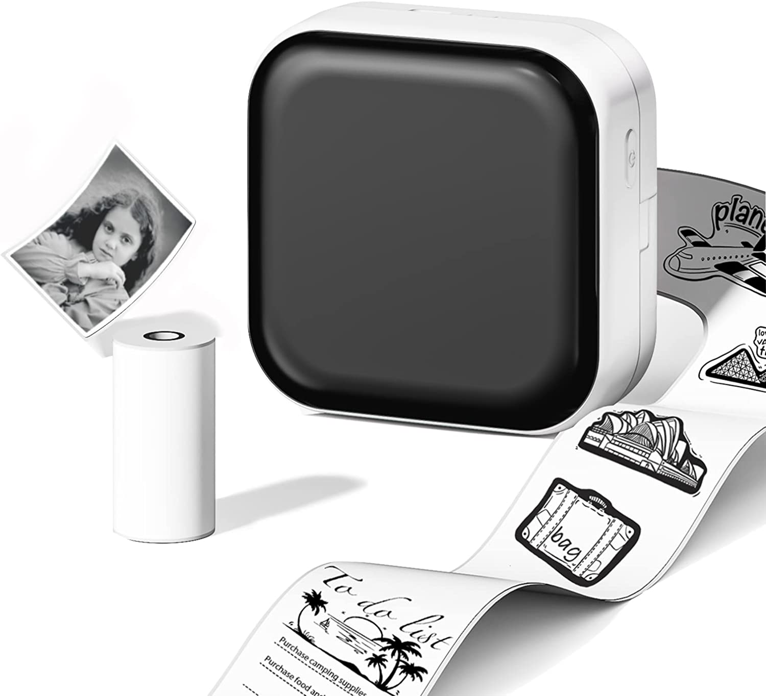 Фотопринтер Phomemo M02X, Bluetooth, Термален печат, Портативен, Монохромен, 200 DPI, Бял