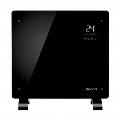 Електрически конвектор Zenet ZET-523, 1000W, До 20м2, Тъч управление, Дисплей, Термостат, Таймер, Дистанционно, Черен