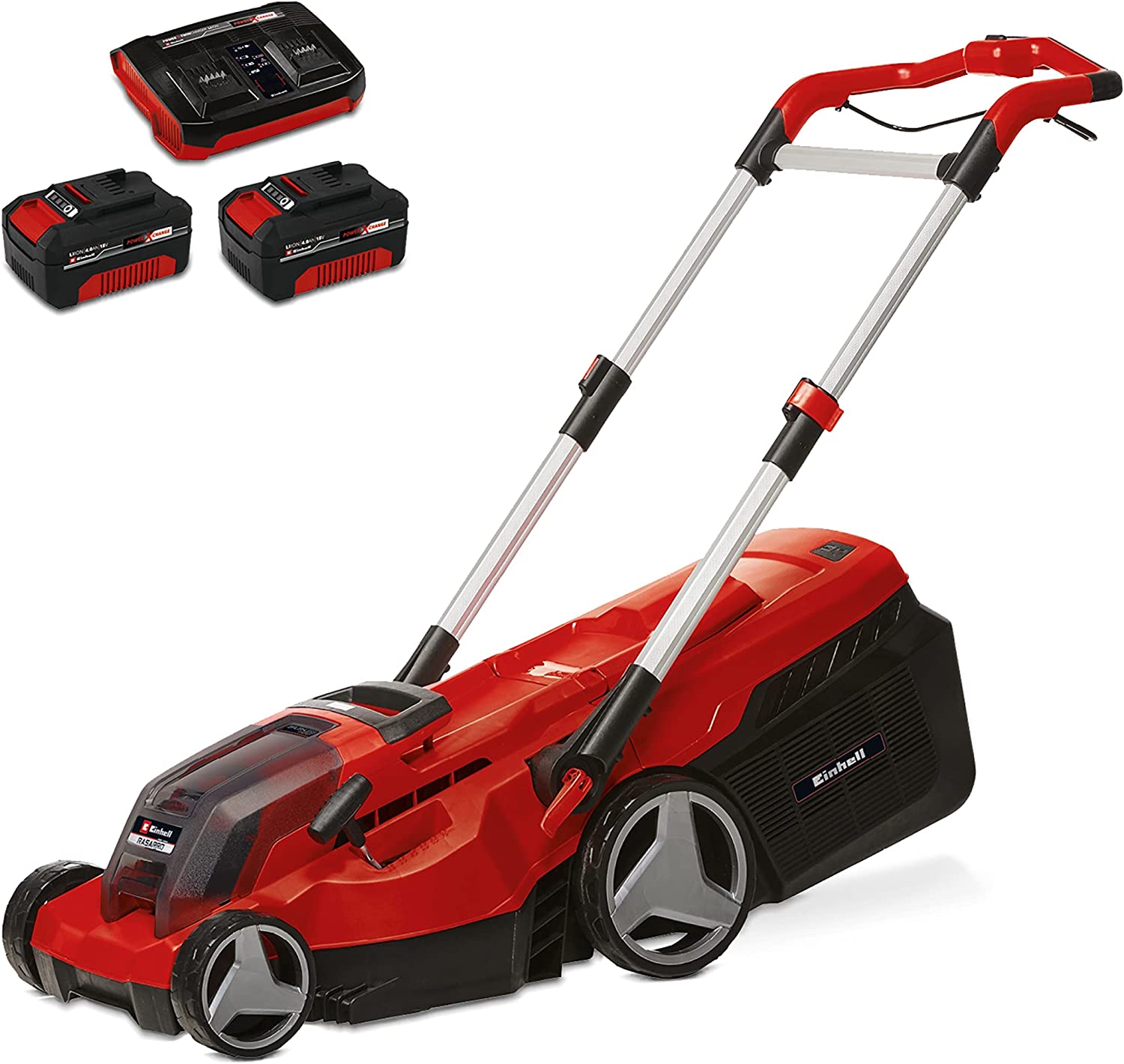 Електрическа косачка Einhell RASARRO 36/38, 38 см ширина на косене, 45 литра, До 450 м2, Регулируема височина на косене