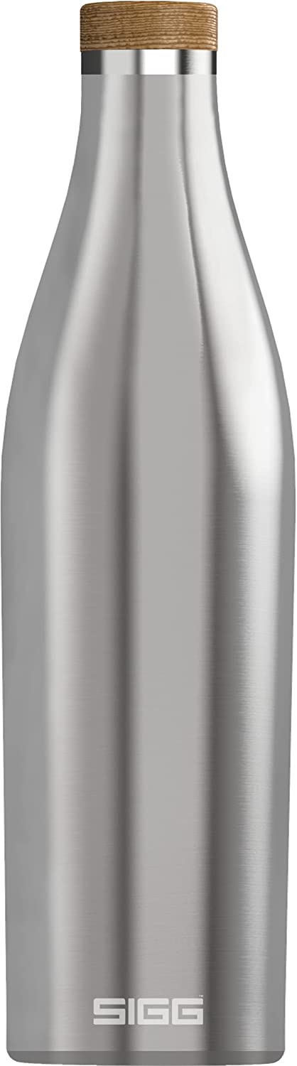 Бутилка за вода SIGG Meridian, 500 мл, 25.9 x 7.2 см, Непропусклива, Неръждаема стомана, Капачка от бамбук, Сребриста