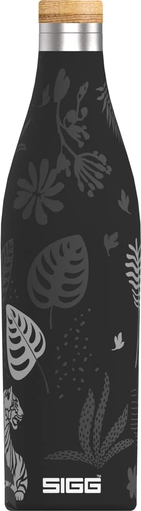 Бутилка за вода SIGG Meridian, 500 мл, 25.9 x 7.2 см, Непропусклива, Неръждаема стомана, Капачка от бамбук, Черна