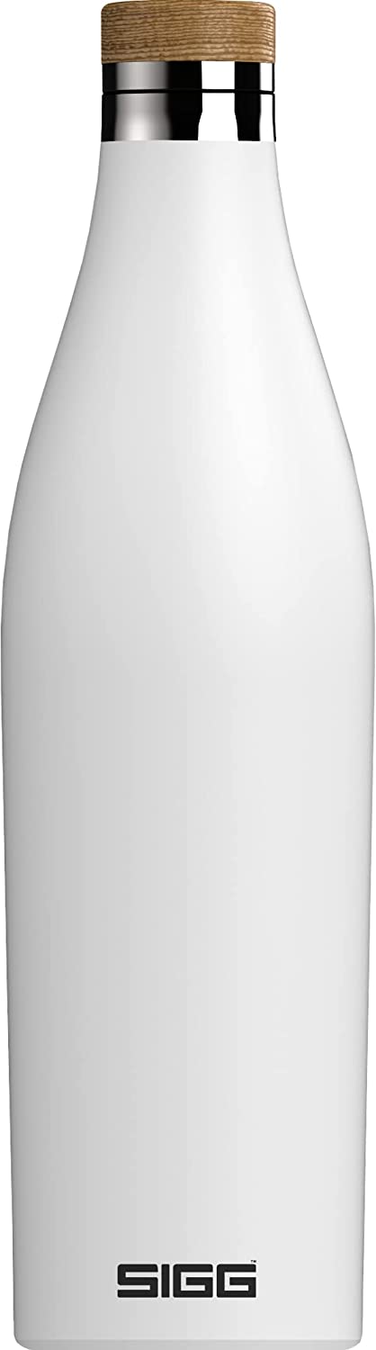 Бутилка за вода SIGG Meridian, 700 мл, 28.7 x 7.9 см, Непропусклива, Неръждаема стомана, Капачка от бамбук, Бяла
