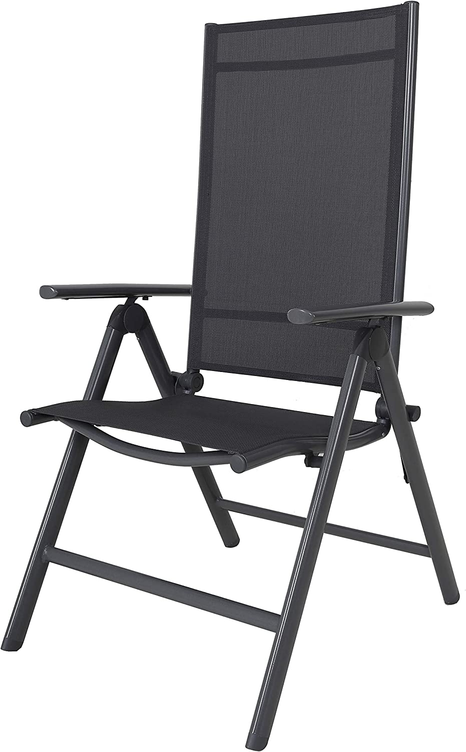 Сгъваем стол за къмпинг Chicreat, 113 x 67 x 47 см, Регулируема облегалка, UV защита, Водоустойчив, Черен