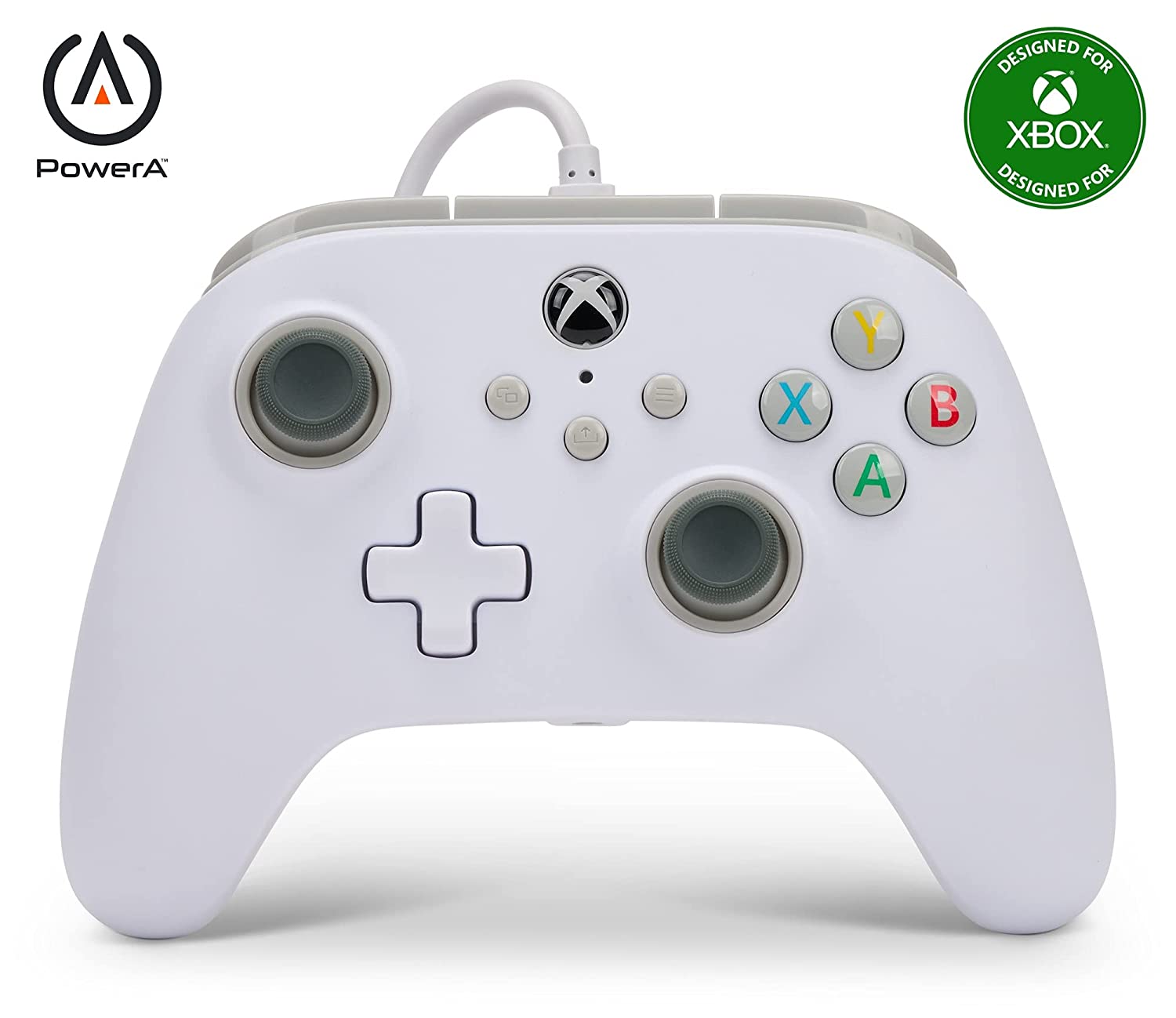 Геймърски контролер с кабел PowerA, Xbox Series X/S, Бял, Кабелен контролер