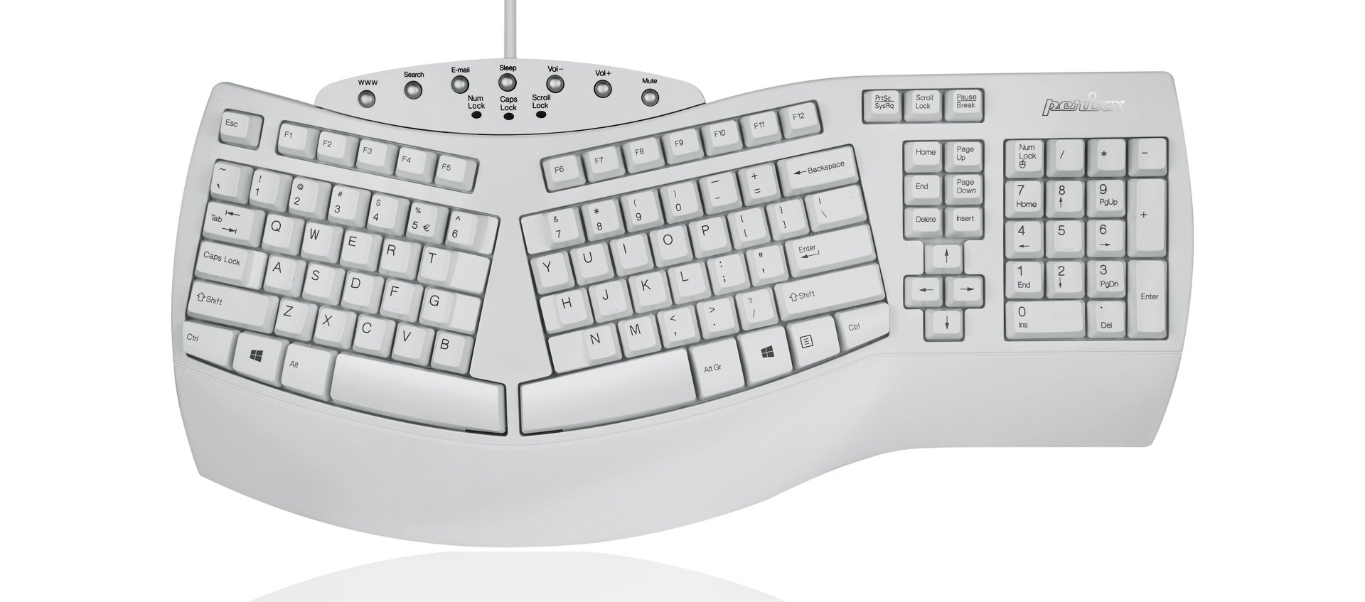 Клавиатура Perixx PERIBOARD 512, Ергономична, USB, Черна