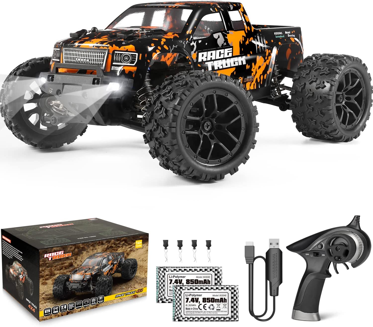 Кола с дистанционно управление HAIBOXING, 1:18 Пропорционалност, 4WD, 36+ km/h, IPX4 Водоустойчив, RTR Off-Road