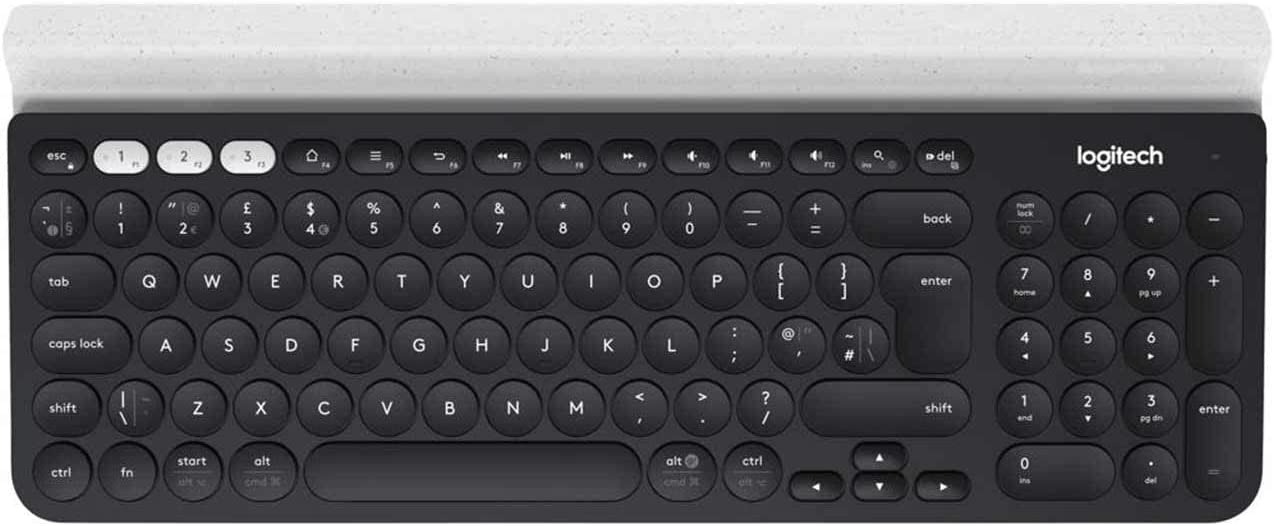Безжична клавиатура Logitech K780, Bluetooth,  2,4 GHz, Тъмно сиво/бяло