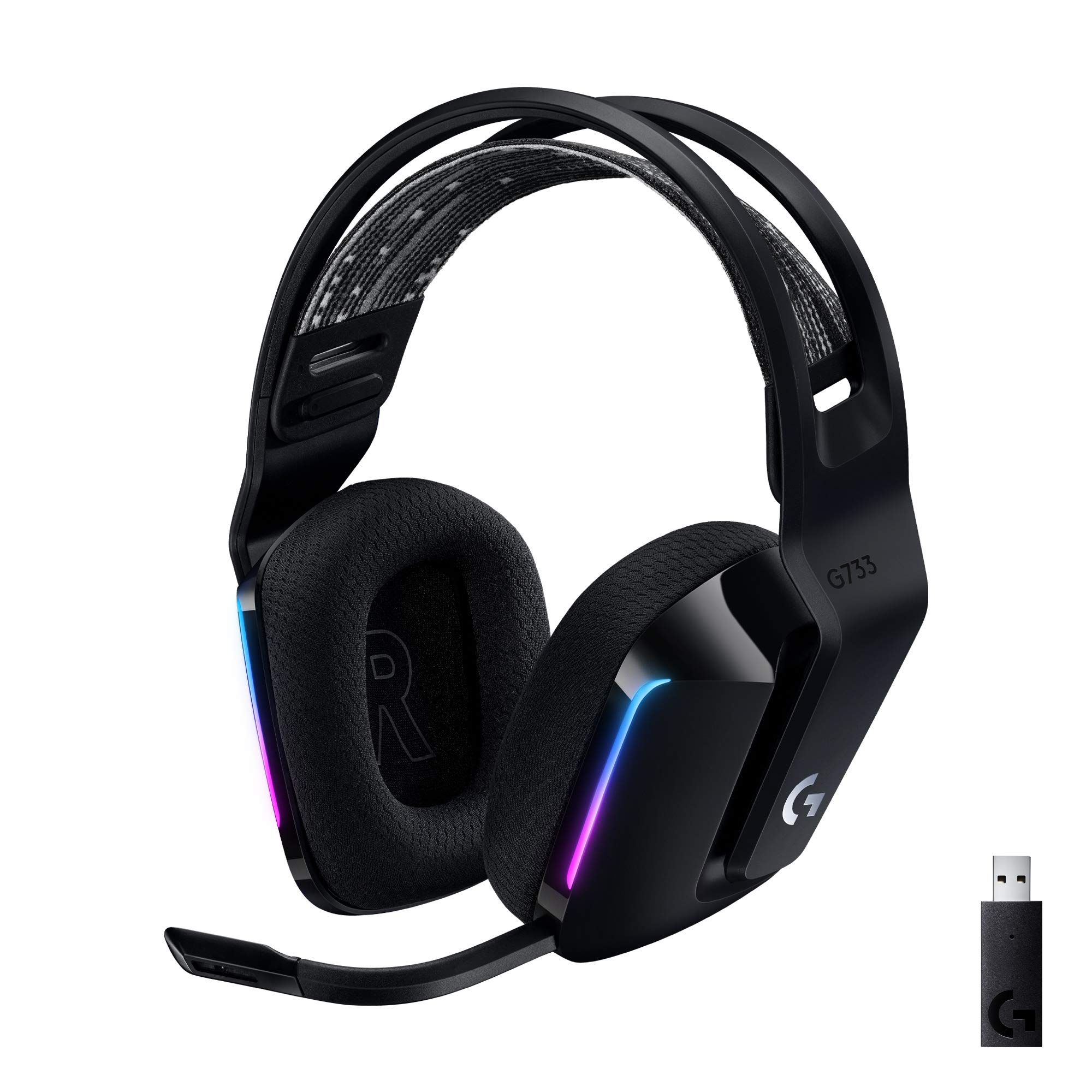 Безжични геймърски слушалки Logitech G733, Микрофон, LIGHTSYNC RGB, Blue VO!CE, 15 часа батерия, Черни