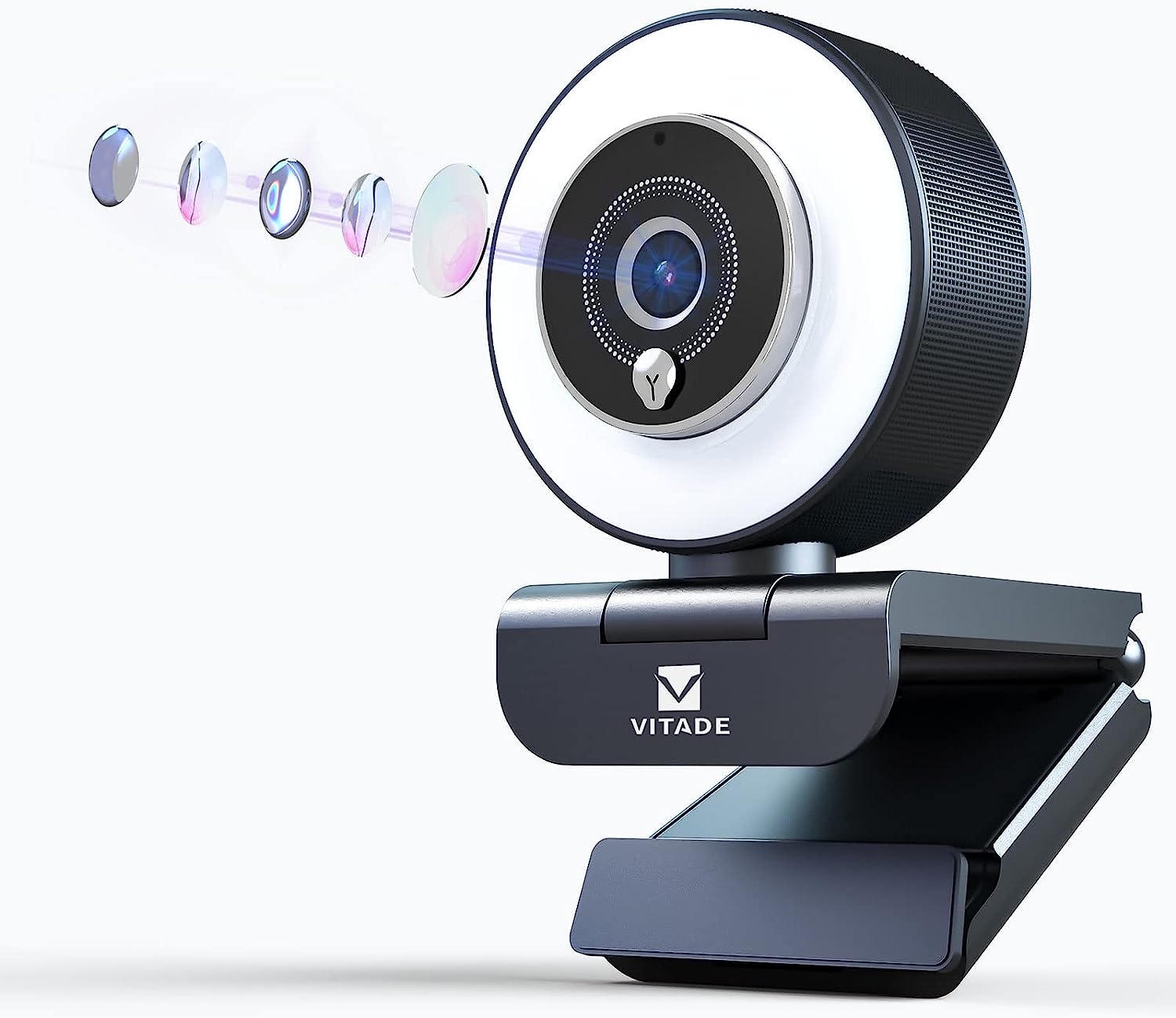 Уеб камера VITADE 960A Pro, Full HD 1920 x 1080 px, 30 fps, Вграден микрофон, Шумопотискане, Автофокус, Черна с бяло
