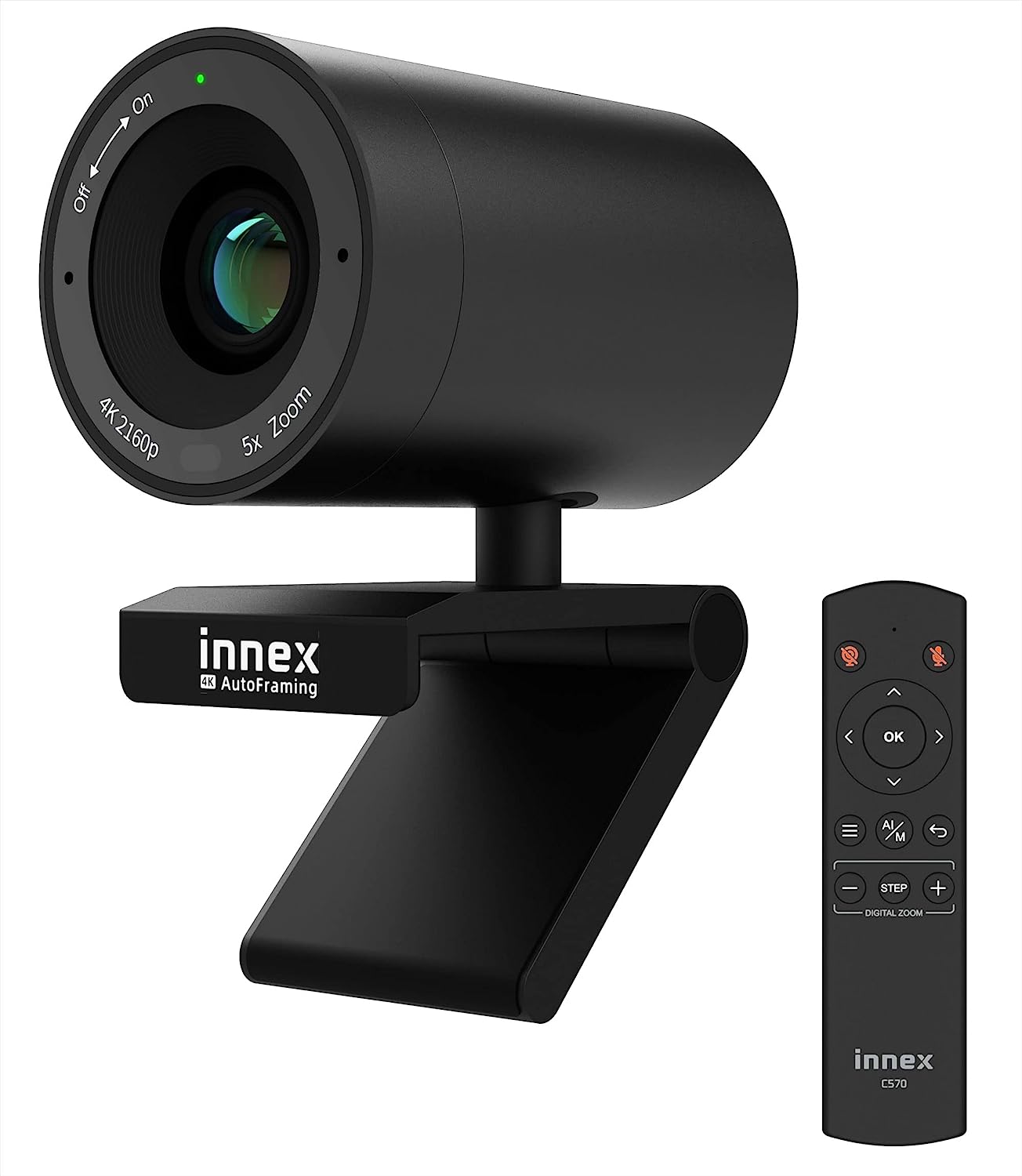Уеб камера Innex C570, 4K Ultra HD, 120° зрително поле, 5x цифрово увеличение, 2 вградени микрофона, Регулируем ъгъл