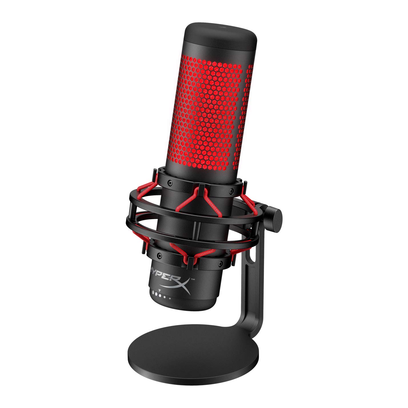 Микрофон за компютър HyperX QuadCast HX-MICQC-BK, Докосни за заглушване, Смяна на полярен модел, USB, RGB, Черен