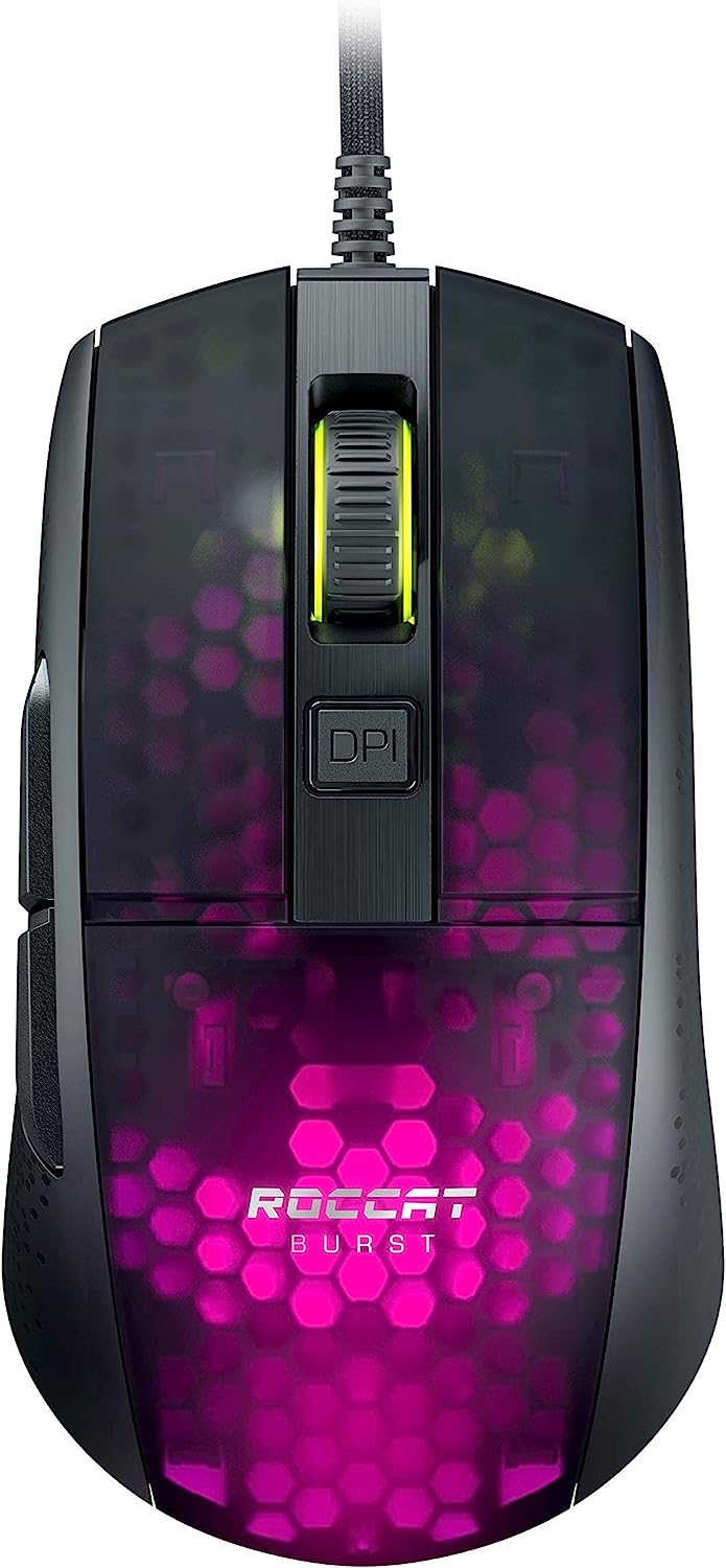Геймърска мишка Roccat Burst Pro, 16000 DPI, Оптична, 6 бутона, RGB подсветка, Много лека, Черна