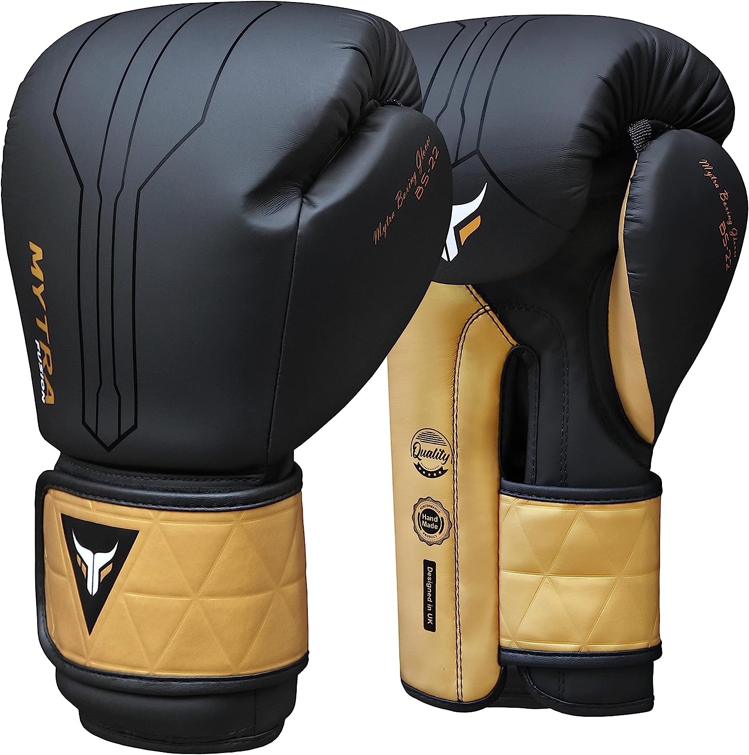 Ръкавици за бокс Mytra Fusion, 10 oz, Висококачествена изработка, Издръжливи и устойчиви, Подарък бинтове, Черни