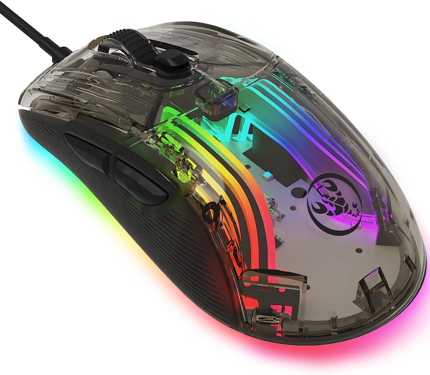 Геймърска мишка KUIYN 383 PRO X400, 12800 DPI, 6 бутона, Оптична, RGB подсветка, Черна