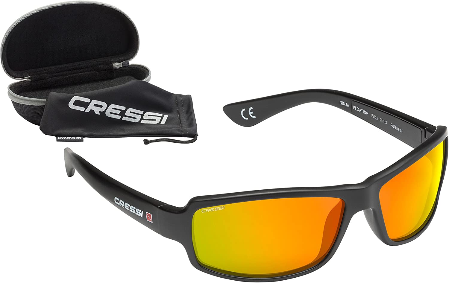 Слънчеви очила Cressi, Спортни, Поляризирани стъкла, 100% UV защита, Водоотблъскващо покритие на лещите. Защитен калъф