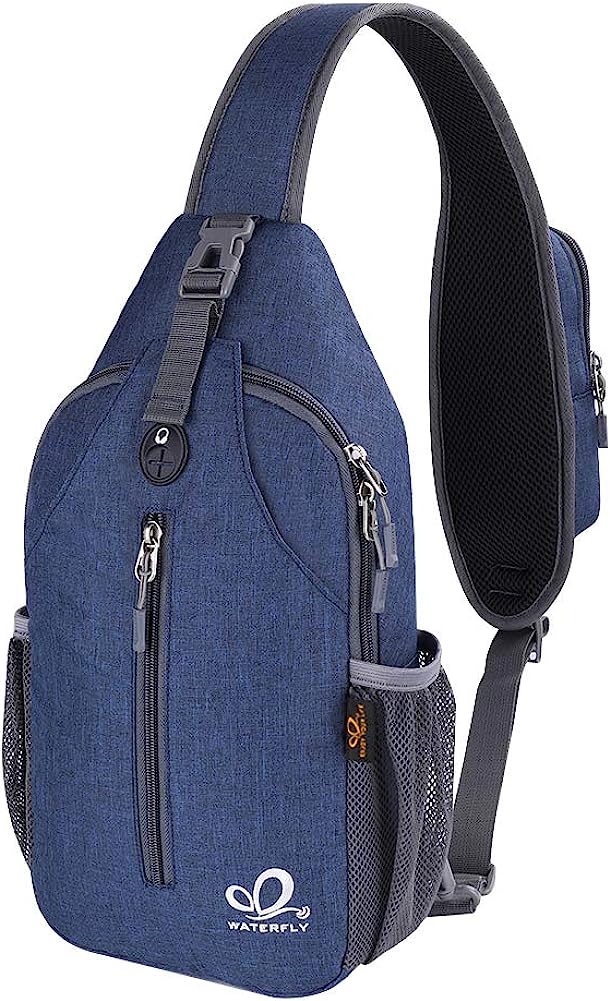 Мъжка чанта за рамо Waterfly, 18 x 9 x 38 см, С джоб на презрамката, Регулируема презрамка, Издръжлива материя, Синя