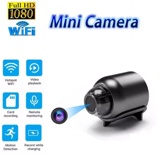 Скрита мини камера A12, WiFi, 1080p Full HD, Видеонаблюдение, Охранителна камера, Шпионаж, Mикрофон, Сензор за движение,...