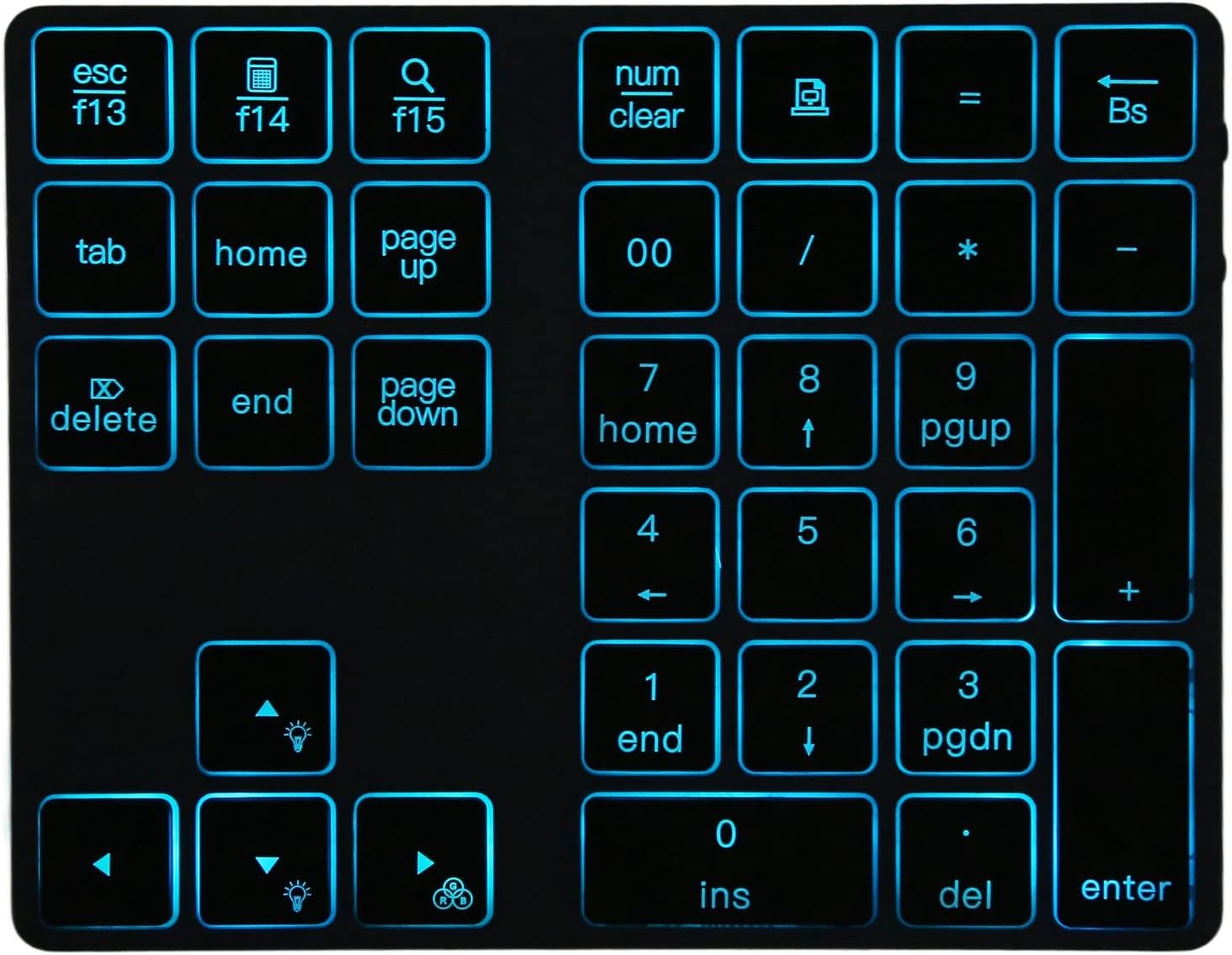 Bluetooth цифрова клавиатура, акумулаторна безжична цифрова клавиатура с 34 клавиша и 7-цветна подсветка, външна клавиат...