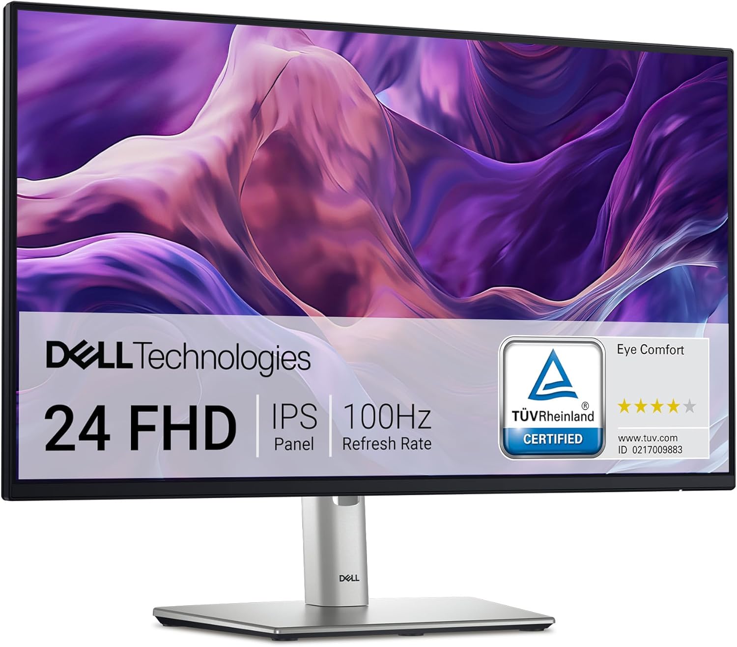 Dell P2425H 24-инчов Full HD (1920 x 1080) монитор, 100Hz, IPS, 5ms, 99% sRGB, USB-C, DisplayPort, HDMI, VGA, 4X USB, че...