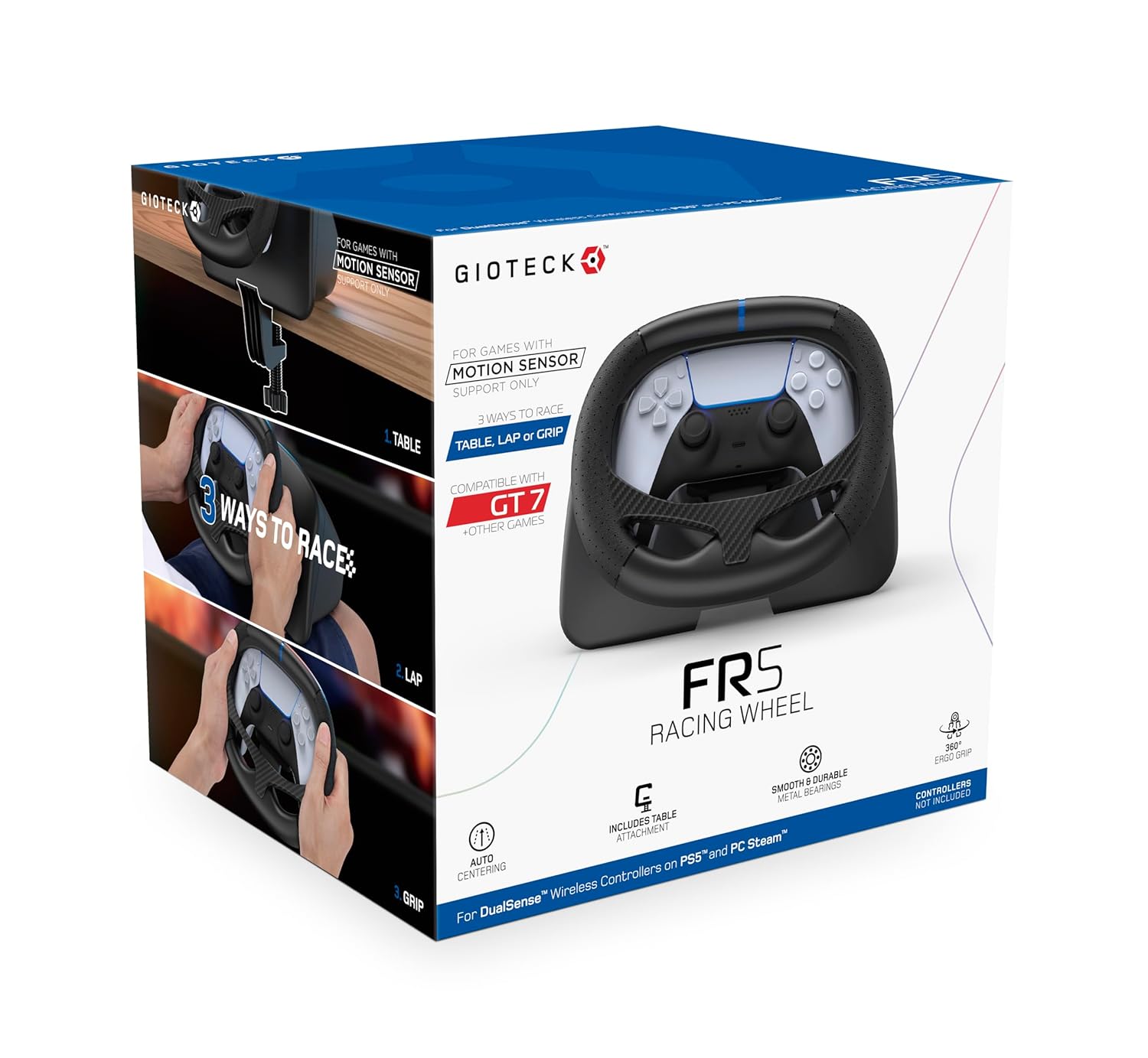 Докинг станция за волан Gioteck FR5 за DualSense и DualEdge PS5, PC, съвместима със Steam Deck - Автоматичен хъб - Само ...
