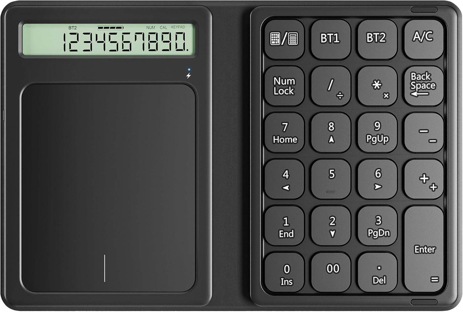 Безжична цифрова клавиатура с Bluetooth, сгъваема цифрова клавиатура, ергономична цифрова клавиатура с дисплей, калкулат...