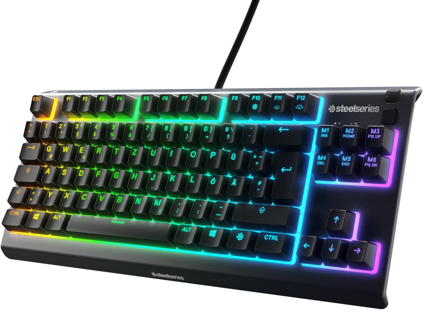 SteelSeries Apex 3 TKL - RGB геймърска клавиатура - компактен форм-фактор без клавиши - 8-зоново RGB осветление - немска...
