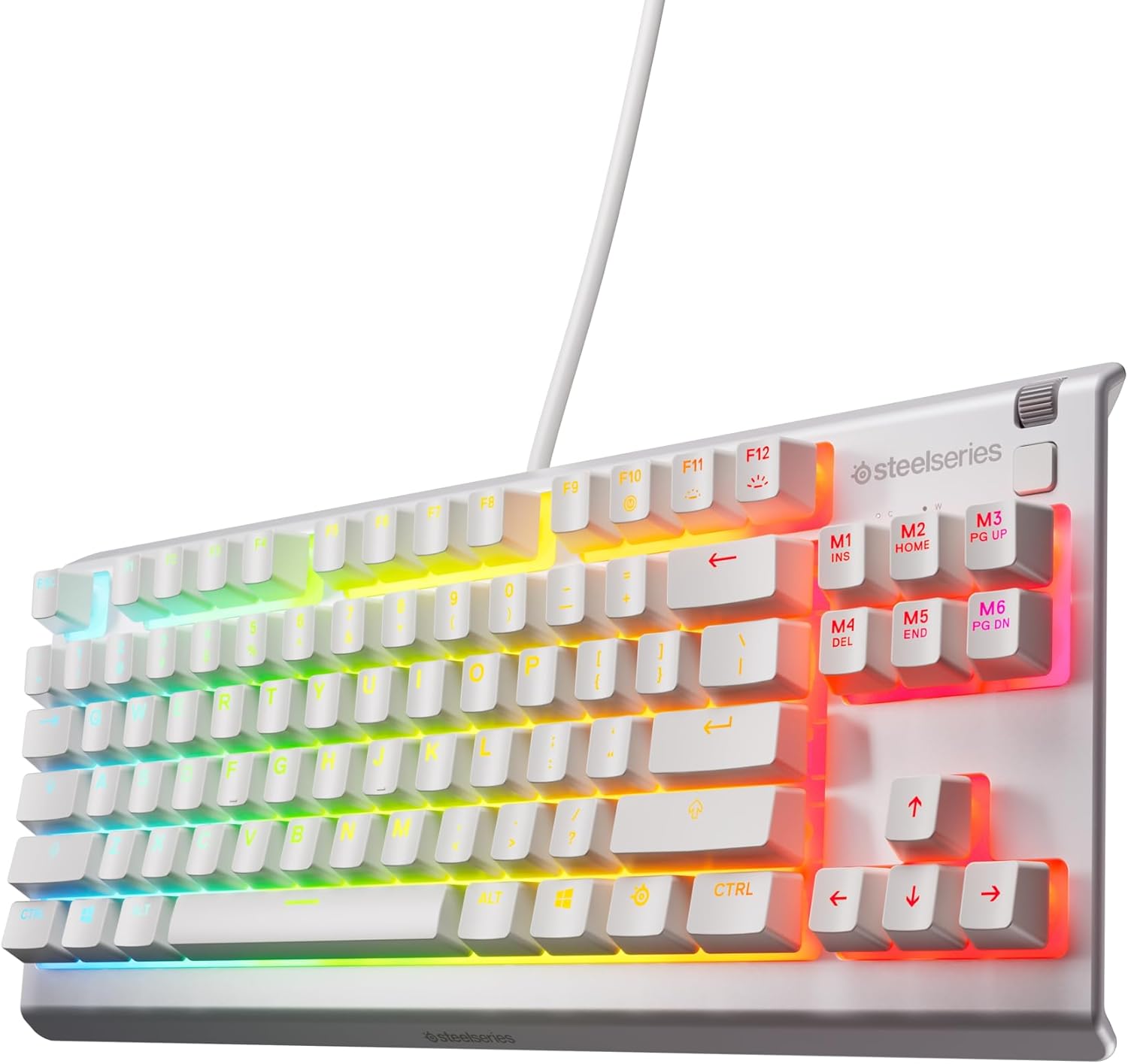 Геймърска клавиатура SteelSeries Apex 3 TKL White RGB - Компактен форм-фактор без клавиши - 8-зонно RGB осветление - Уст...