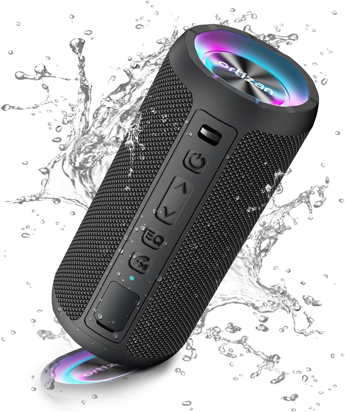 Преносима колонка Ortizan OTZ-X10P, Водоустойчива, RGB подсветка, Bluetooth, Черна