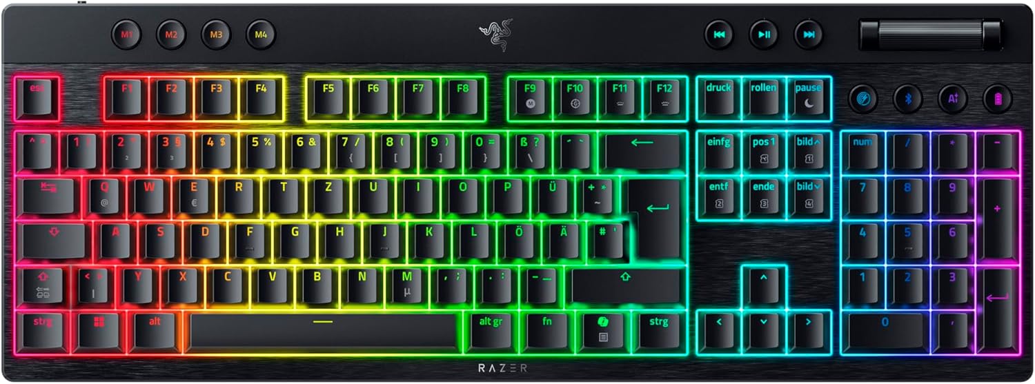 Razer BlackWidow V4 Low-Profile HyperSpeed ​​​​- Безжична, плоска механична геймърска клавиатура (HyperSpeed ​​​​Wireles...