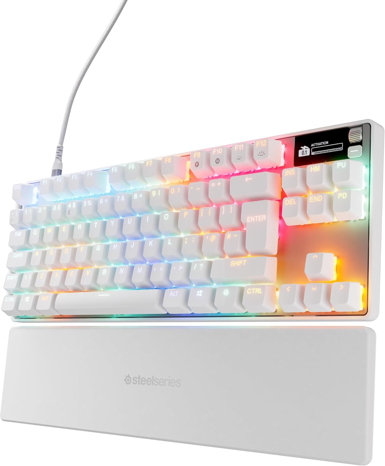 SteelSeries Apex Pro TKL Gen 3 Бяла - Хипермагнитна геймърска клавиатура - OmniPoint 3.0 превключватели - Регулируема ре...